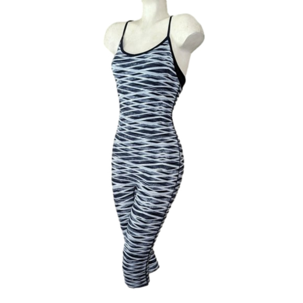 Nike Geometric Bodysuit Romper Gray Black XS